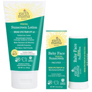 imageEarth Mama Baby Mineral Sunscreen Lotion SPF 40  NonNano Zinc Natural Water Resistant Sun Cream for Babies Kids ampamp Adults 3Ounce2 Piece Set