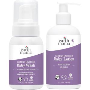 imageEarth Mama Bathtime Bundle  Calming Lavender Castile Baby Wash ampamp Moisturizing Calendula Lotion