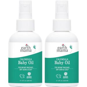 imageEarth Mama Calendula Baby Oil  Massage Oil for Newborn Skin Care Dry Skin ampamp Scalp Moisturizer Fragrance Free 4Fluid Ounce4 Fl Oz Pack of 2