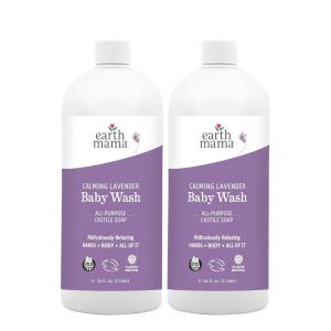 imageEarth Mama Calming Lavender Baby Wash Liquid Foaming Hand Soap Organic AllPurpose Lavender Body Wash for Sensitive Skin Castile Soap with Coconut Oil Shea Butter ampamp Calendula34 Fl Oz Pack of 2