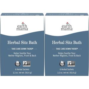 imageEarth Mama Herbal Sitz Bath  Pregnancy ampamp Postpartum Essentials Soothing Sitz Bath for Hemorrhoids with Witch Hazel ampamp Calendula 6Count6 Count Pack of 2