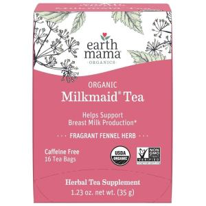 imageEarth Mama Organic Milkmaid Tea  Lactation Support Herbal Tea Bags for Breastfeeding Decaf Lactation Supplement for Increased Breast Milk Production With Milk Thistle ampamp Fenugreek 16 CountLactation Support