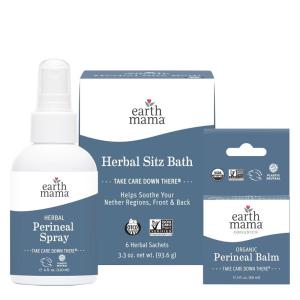 imageEarth Mama Postpartum Recovery Kit Take Care Down There Trifecta with Organic Perineal Balm Sitz Bath ampamp Herbal Peri Spray 3Piece Set3 Piece Set