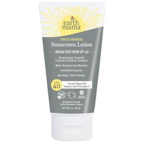 imageEarth Mama Tinted Mineral Sunscreen Lotion SPF 40 Contains Organic Argan and Red Raspberry Seed Oil 3OuncesSPF 40