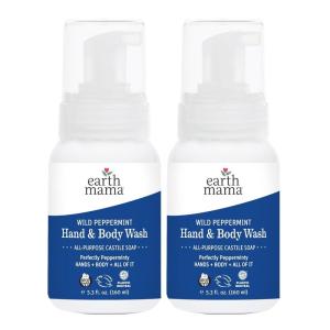 imageEarth Mama Wild Peppermint Hand ampamp Body Wash  Foaming Castile Soap Liquid and Hand Soap Made with Organic Wild Mint ampamp Peppermint Oil 53 fl oz53 Fl Oz Pack of 2